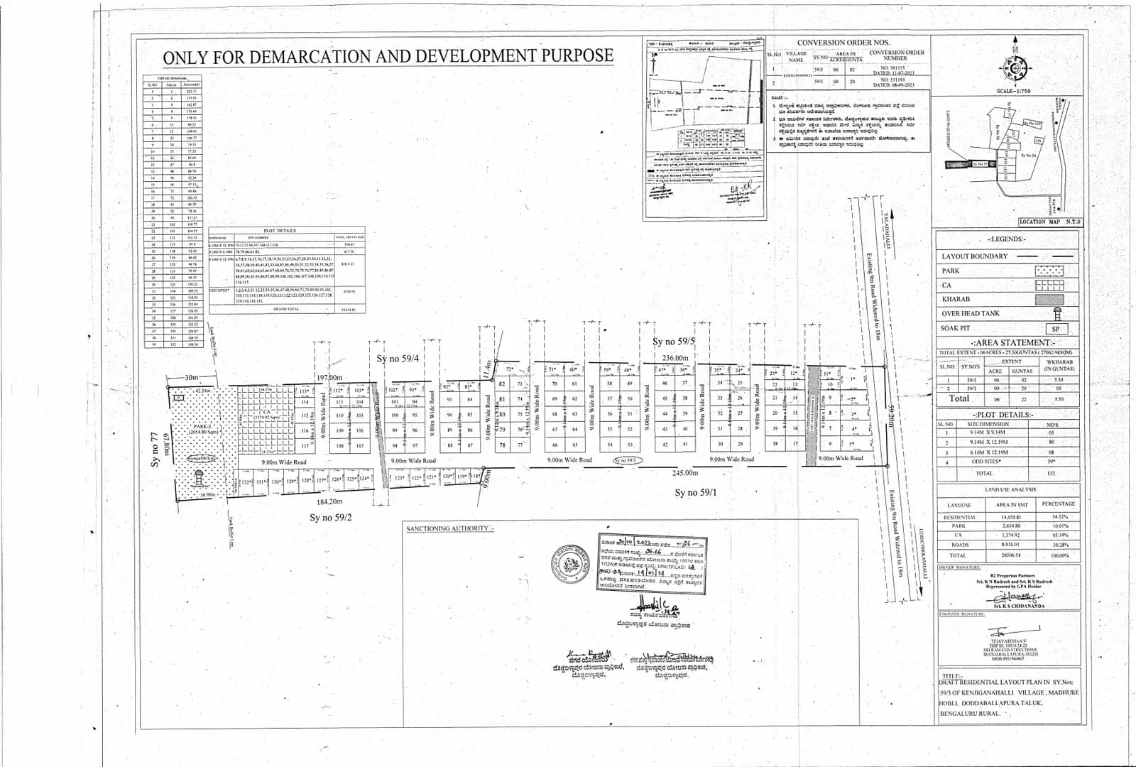 Yashas: Approved Layout Plan/Demarcation Plan (filed with Karnataka RERA)