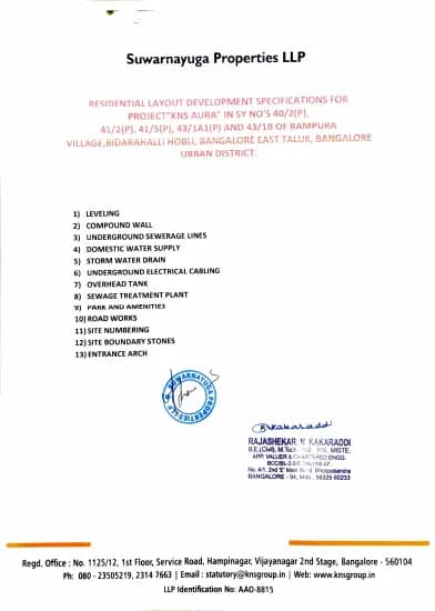 KNS Aura: Brochure (filed with Karnataka RERA)