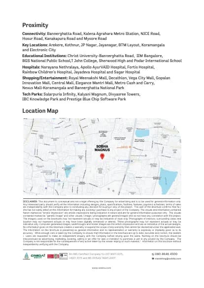 Sobha Magnus: Brochure, page 4 (filed with Karnataka RERA)