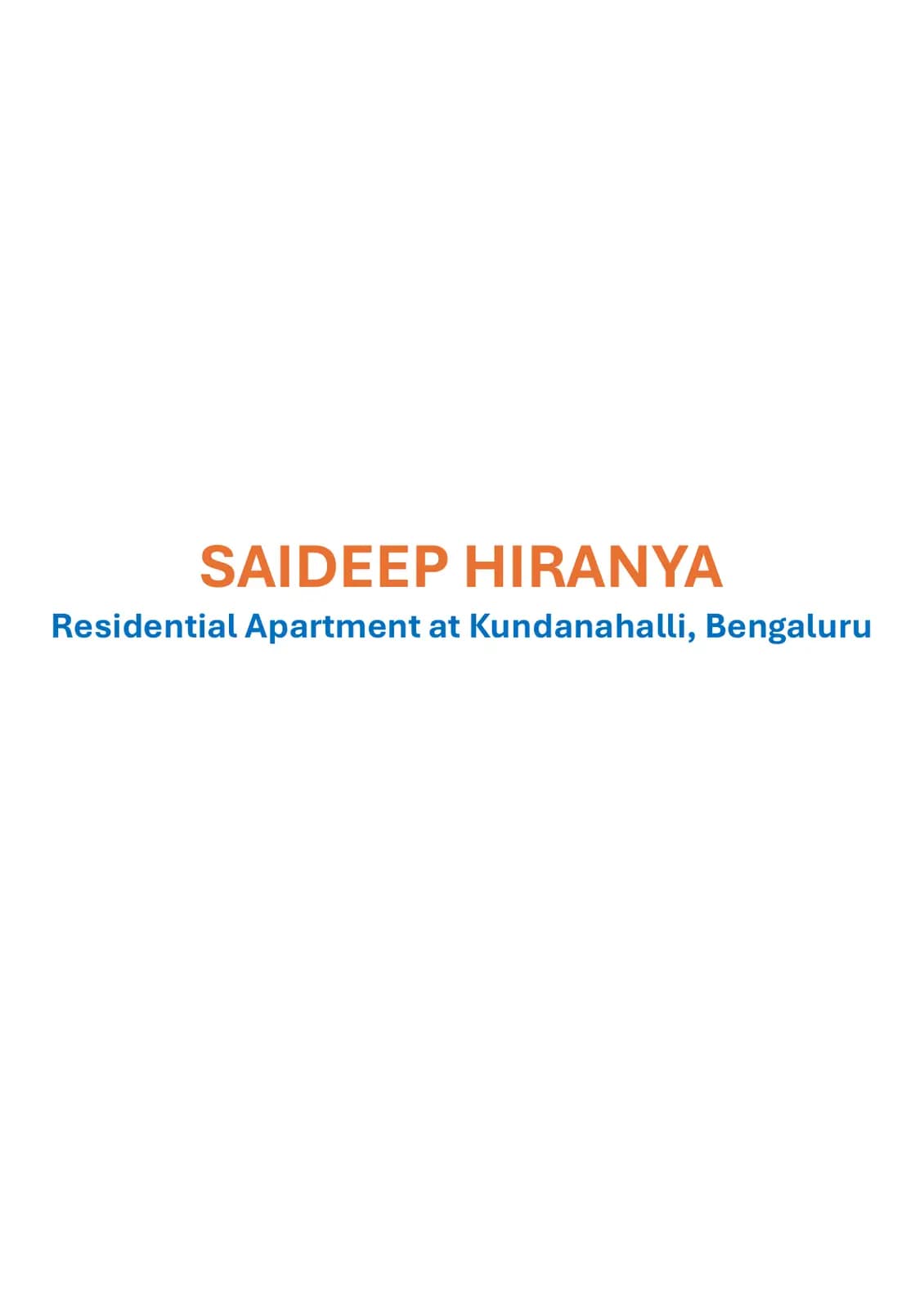 Saideep Hiranya: Brochure, page 1 (filed with Karnataka RERA)