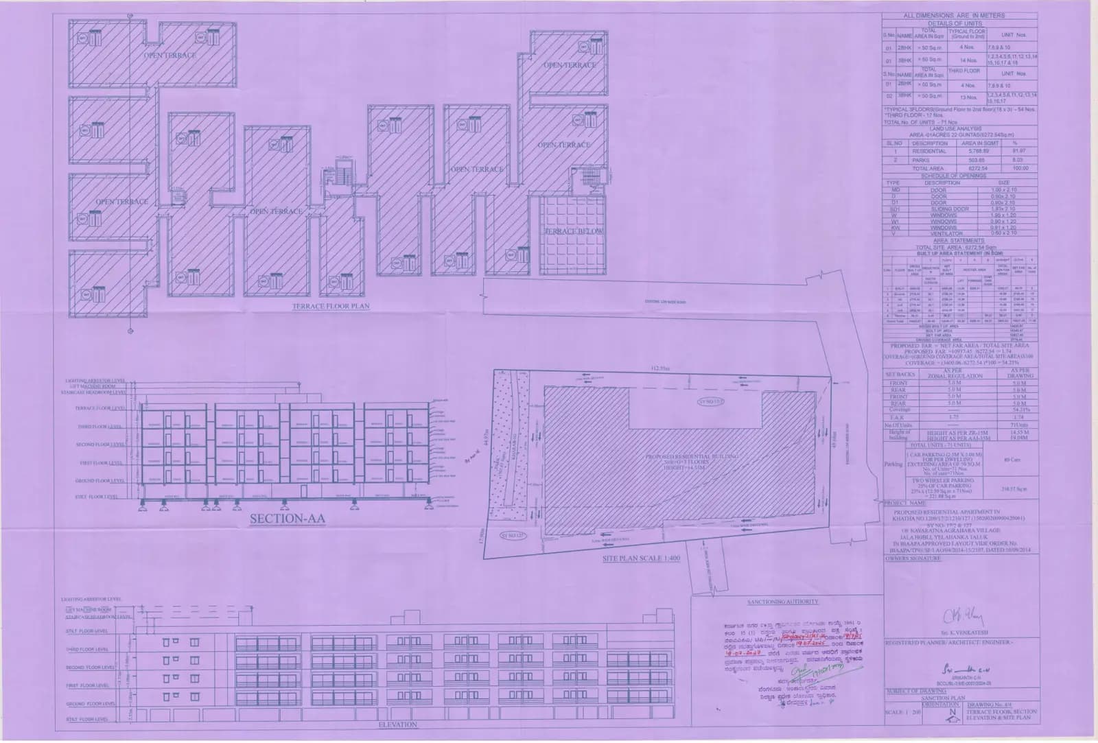 Jayan One: 4 Jayan Homes Approved Building Plan, page 1 (filed with Karnataka RERA)