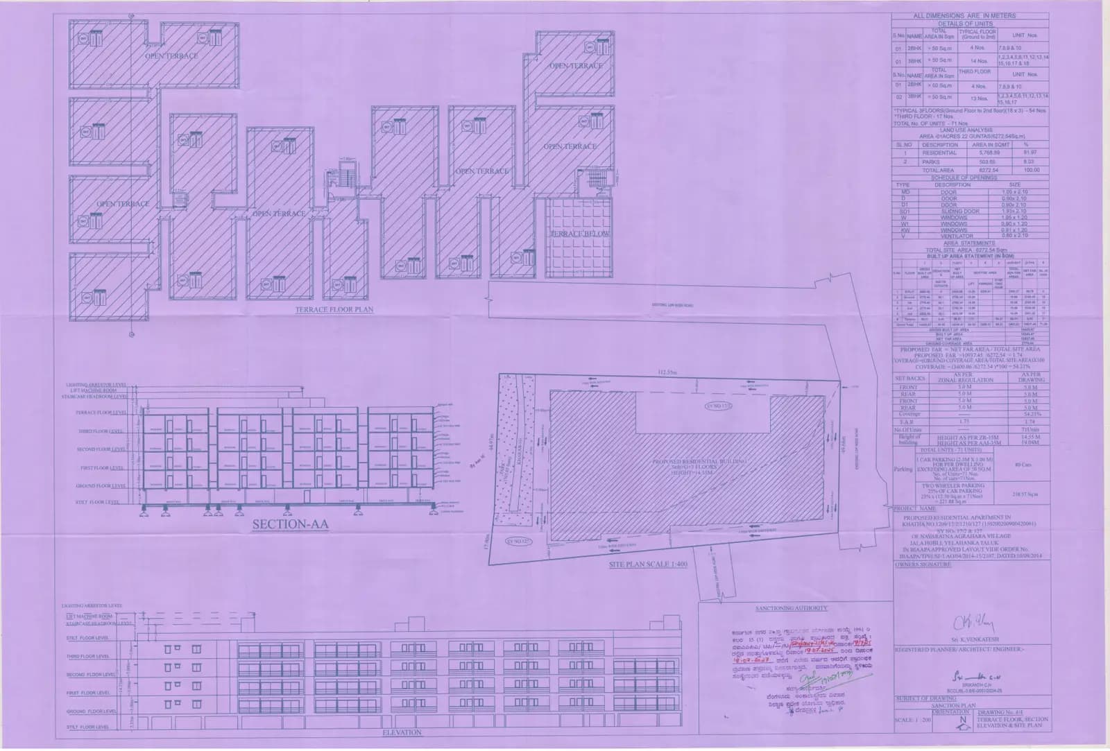 Jayan One: Approved Building Plan, page 1 (filed with Karnataka RERA)