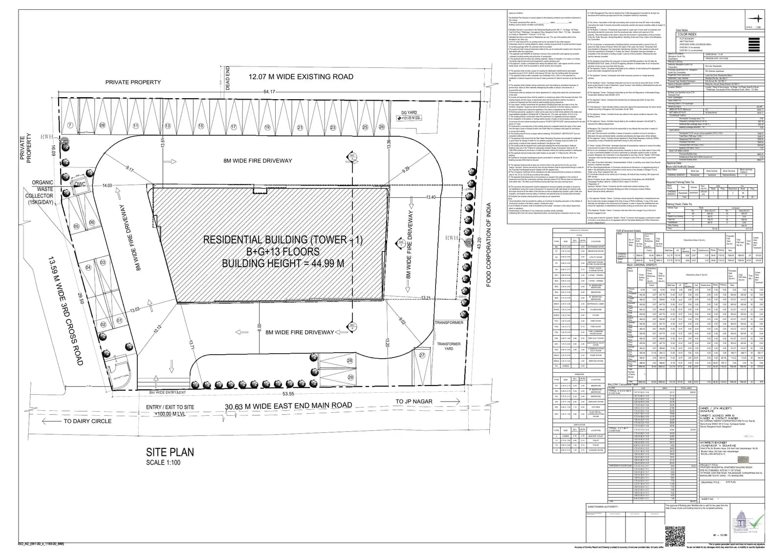 Bodhi: Modified Approved Building plan, page 1 (filed with Karnataka RERA)