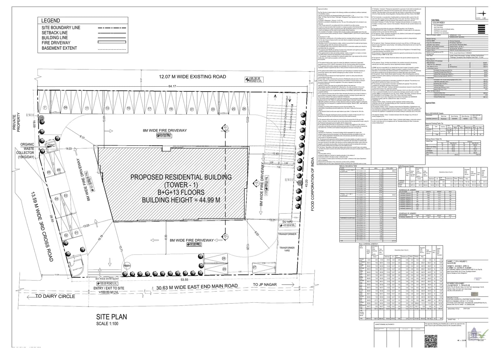Bodhi: Approved Building Plan, page 1 (filed with Karnataka RERA)