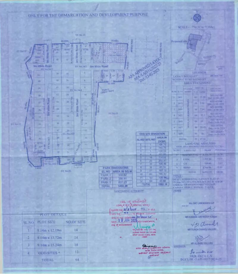GMC First Gates: Approved Layout Plan/Demarcation Plan (filed with Karnataka RERA)