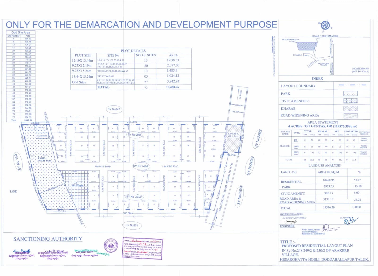 Earth Soul: Approved Layout Plan/Demarcation Plan (filed with Karnataka RERA)