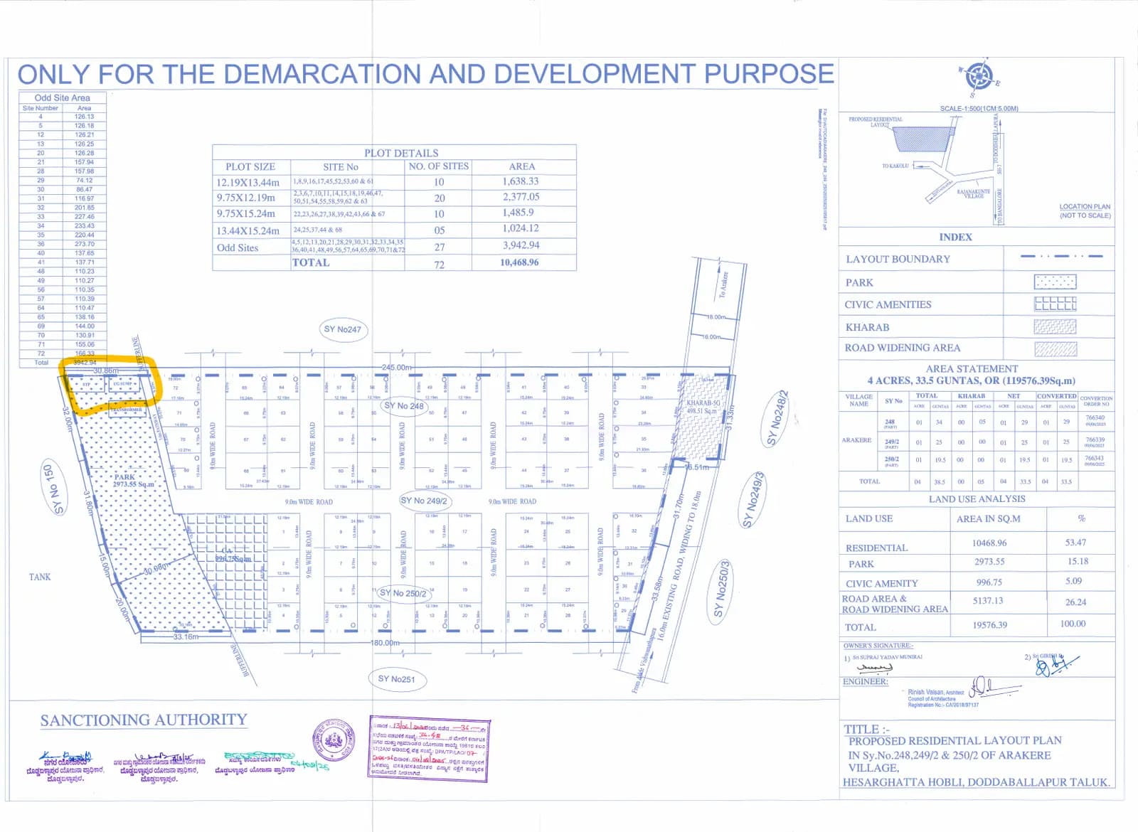 Earth Soul: Layout plan - with STP Marking (filed with Karnataka RERA)