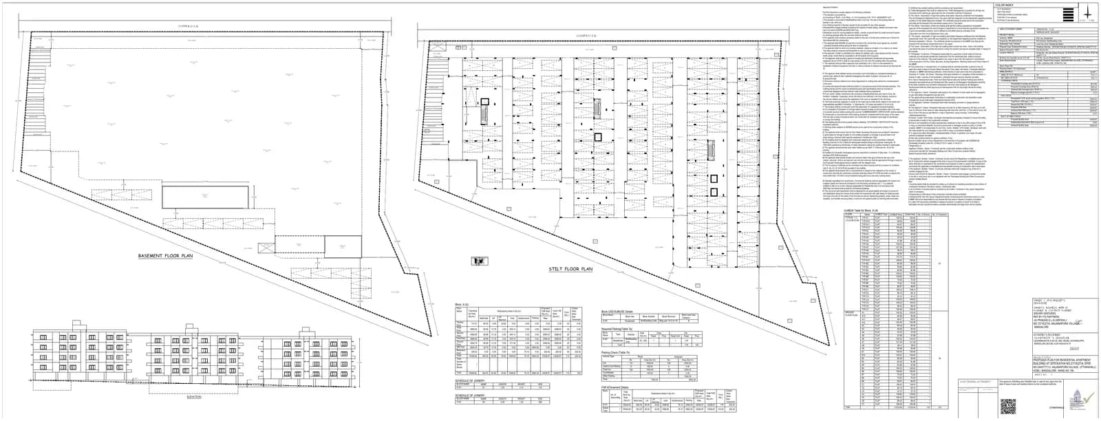 Amberstone Elanza: Approved Building Plan, page 1 (filed with Karnataka RERA)