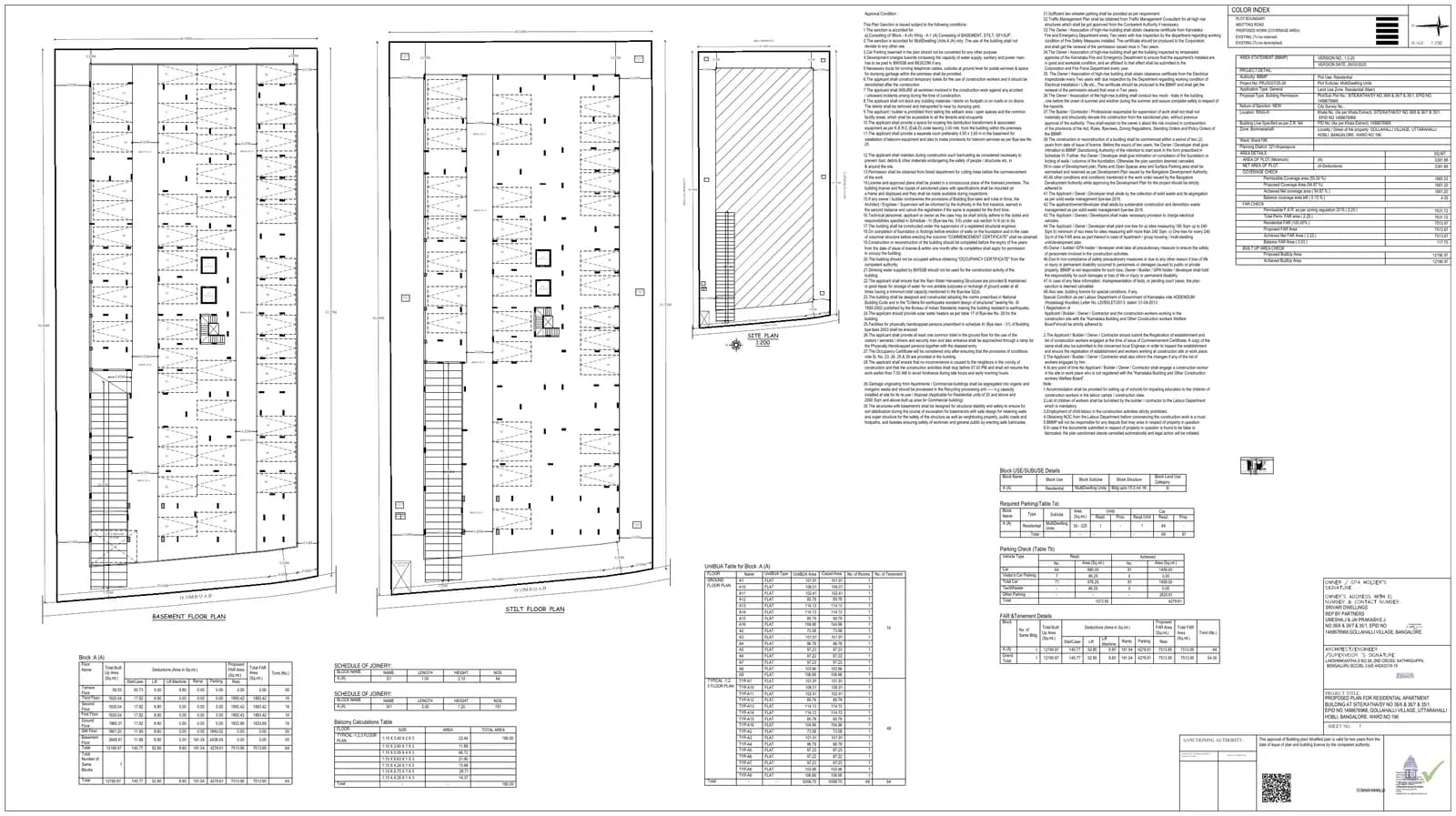 Amberstone Illumina: Approved Building Plan, page 1 (filed with Karnataka RERA)
