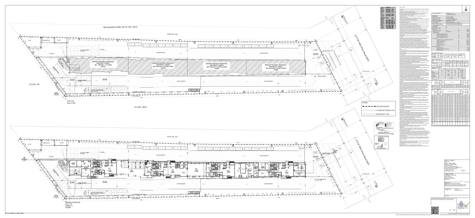 SNN Estates Duomont: Approved Building Plan, page 1 (filed with Karnataka RERA)