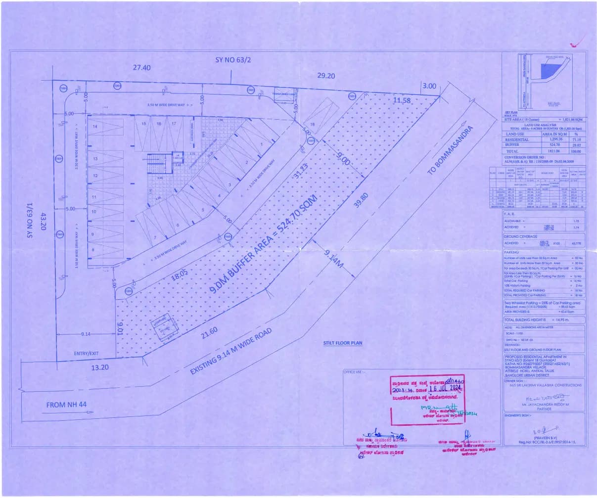 Vasuki Vallabha: Stilt Floor Plan (filed with Karnataka RERA)