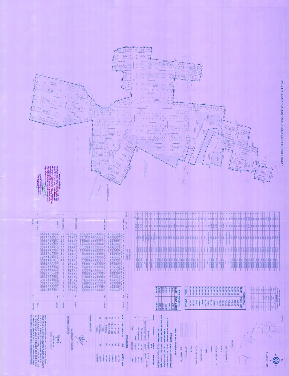Prestige Marigold: Approved Layout Plan/Demarcation Plan (filed with Karnataka RERA)