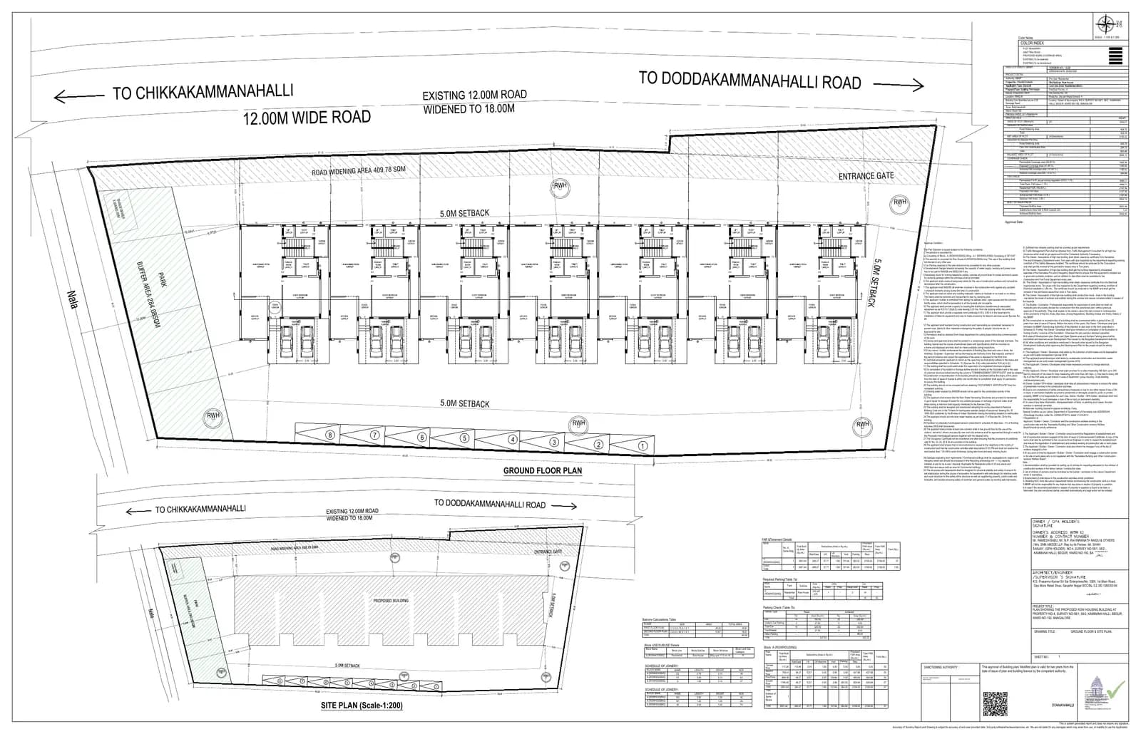 Raj Viviente: Approved Building Plan, page 1 (filed with Karnataka RERA)