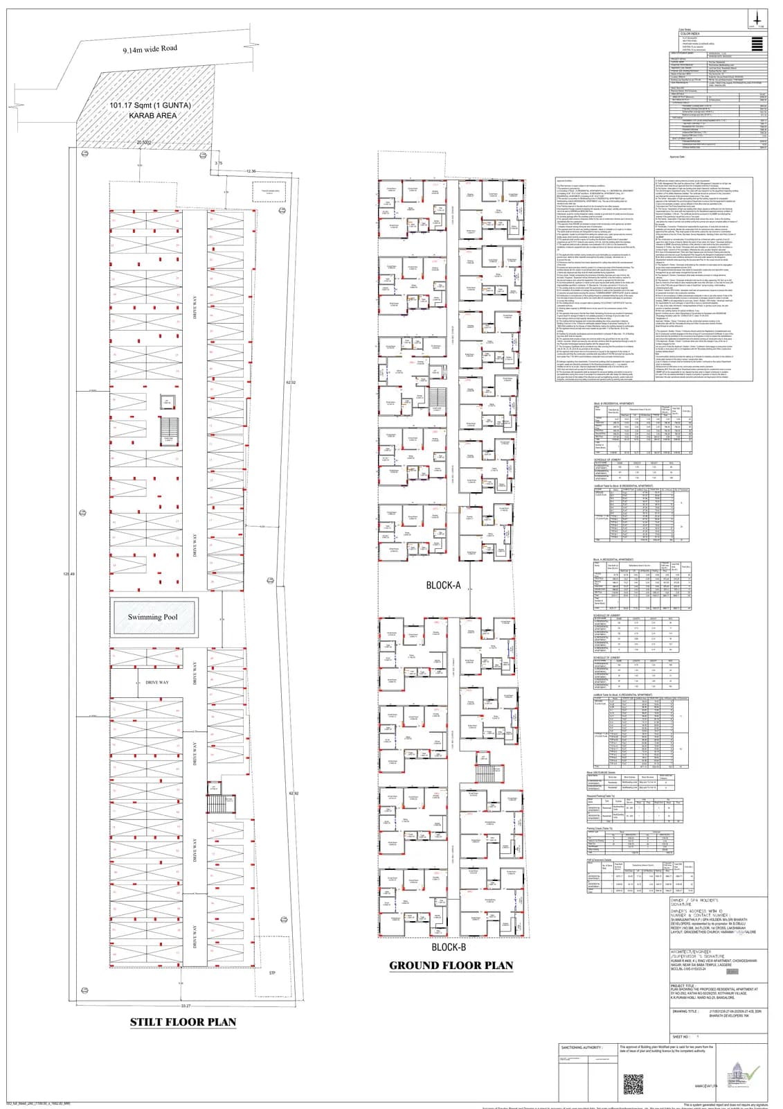 Sri Sai Bharath Towers: Approved Building Plan, page 1 (filed with Karnataka RERA)