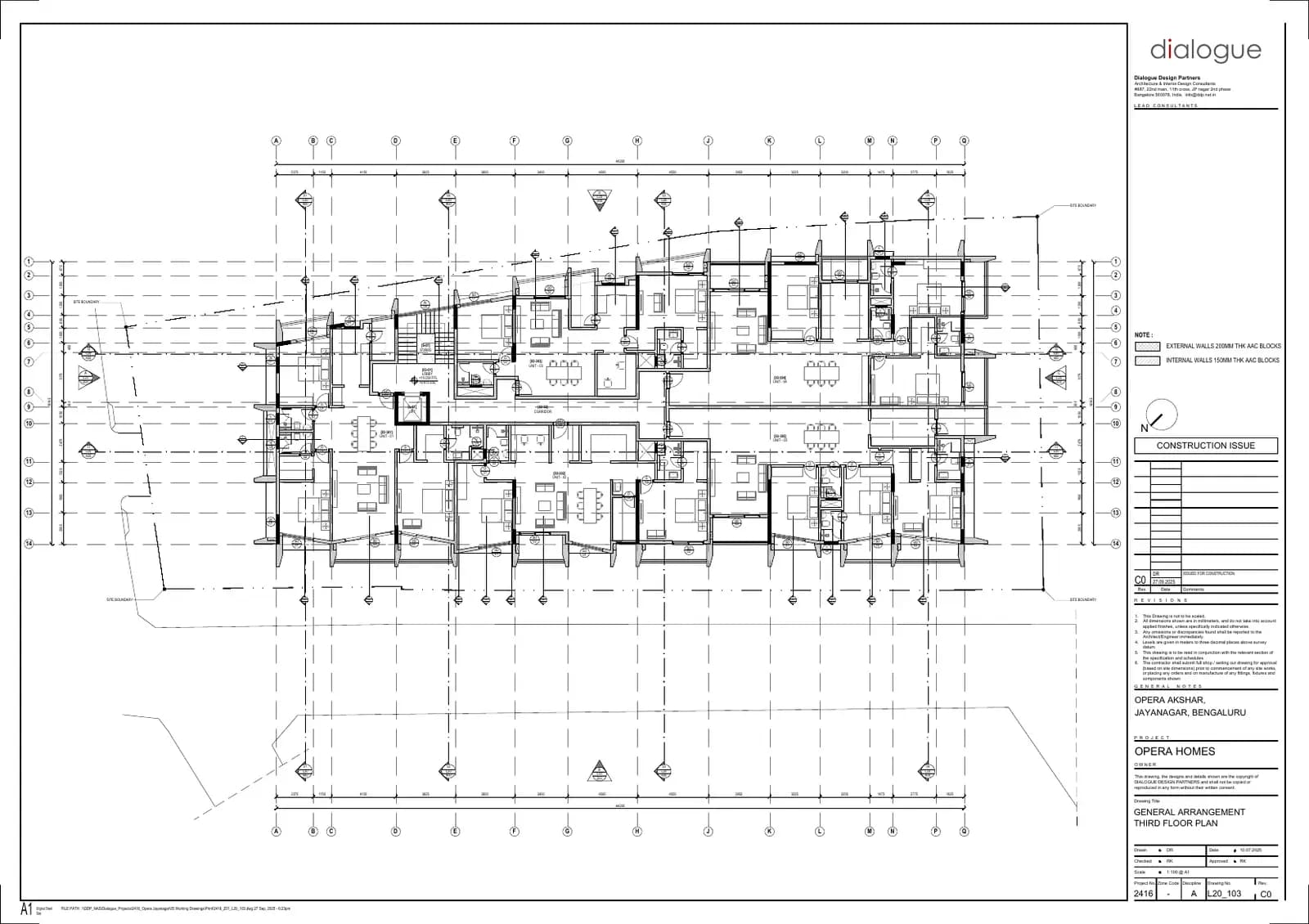 Opera Akshar: Drawing ThirdFLoor Plan (filed with Karnataka RERA)