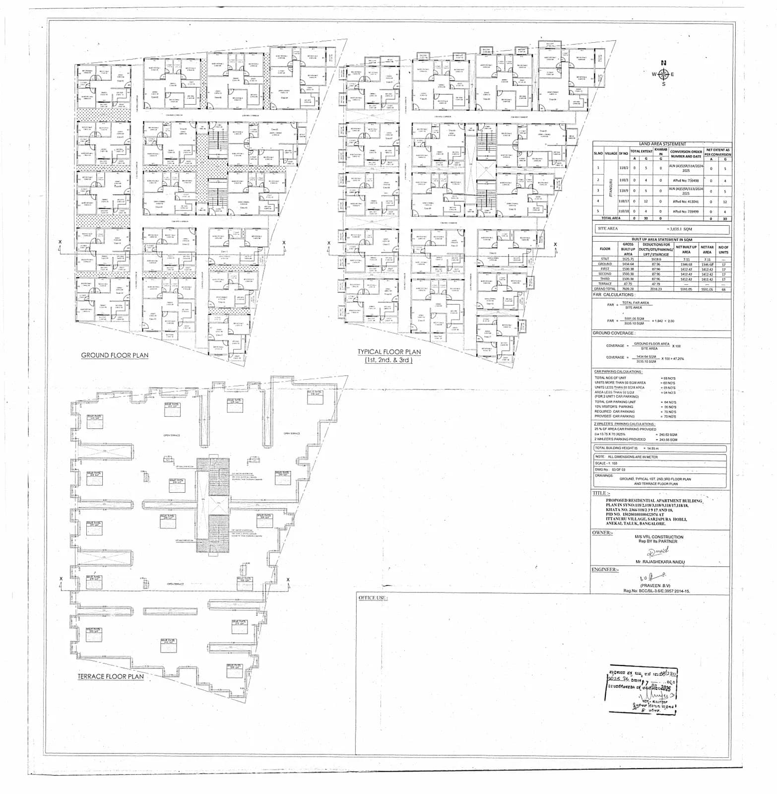 VRL Royal Homes: VRL Royal Homes Sanction Plan Floor Plan.pdf (filed with Karnataka RERA)