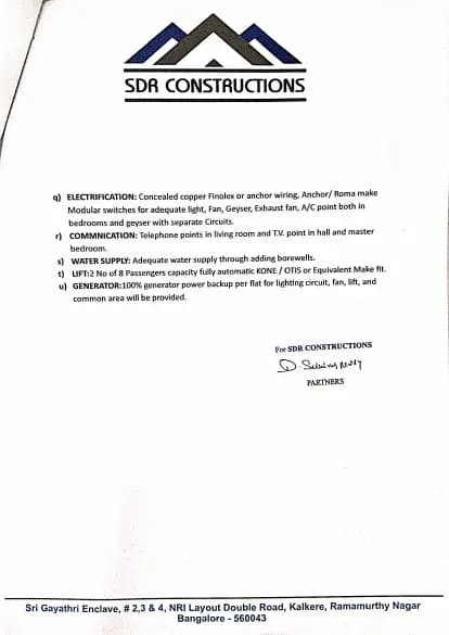 HMT Sri Gayathri Serenity: Brochure, page 2 (filed with Karnataka RERA)