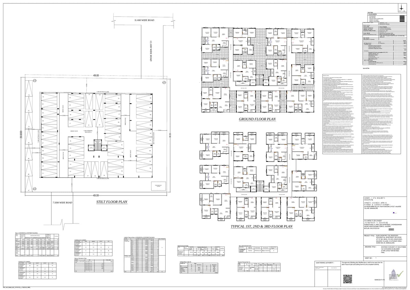 HMT Sri Gayathri Serenity: Approved Building Plan, page 1 (filed with Karnataka RERA)