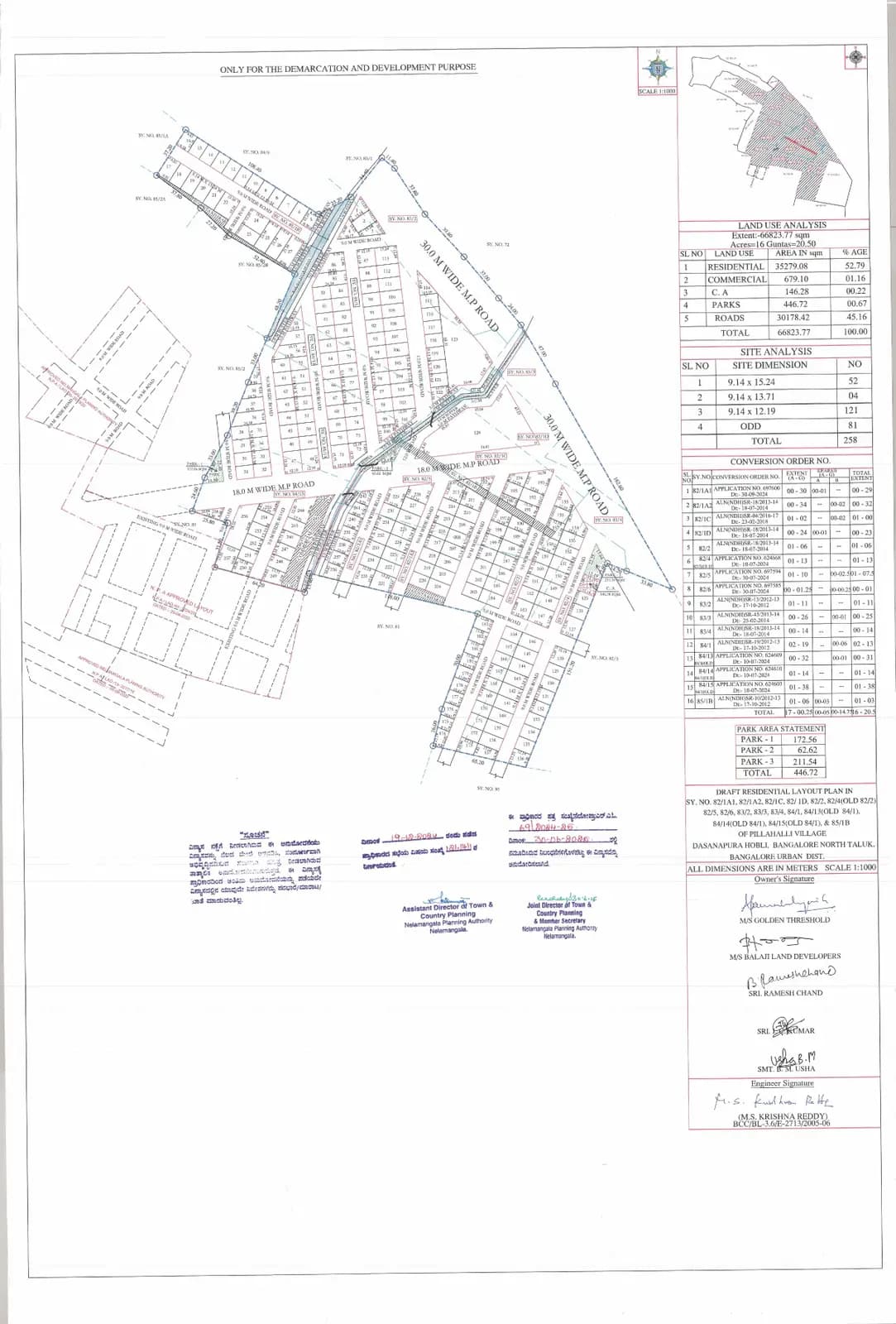 GT Landmark: Approved Layout Plan/Demarcation Plan (filed with Karnataka RERA)