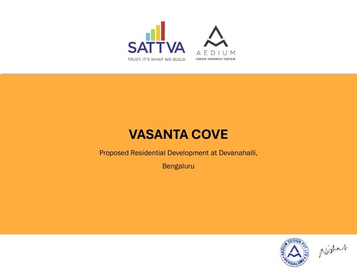 Sattva Vasanta Cove: Brochure, page 1 (filed with Karnataka RERA)