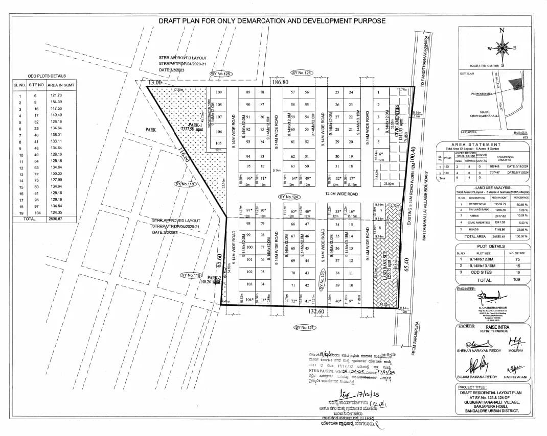 The Chimes: Approved Layout Plan/Demarcation Plan (filed with Karnataka RERA)