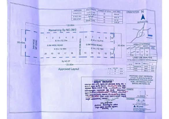 Urban Spaces: Approved Layout Plan/Demarcation Plan (filed with Karnataka RERA)
