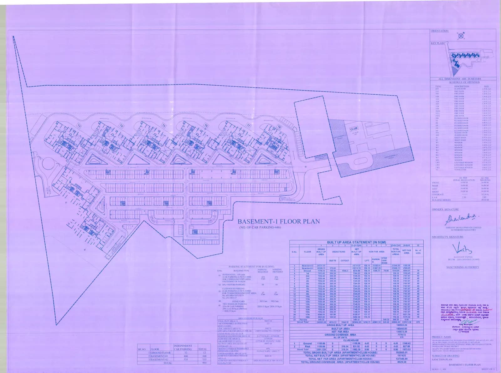 Embassy Greenshore: 3 Basement Floor Plan.pdf (filed with Karnataka RERA)