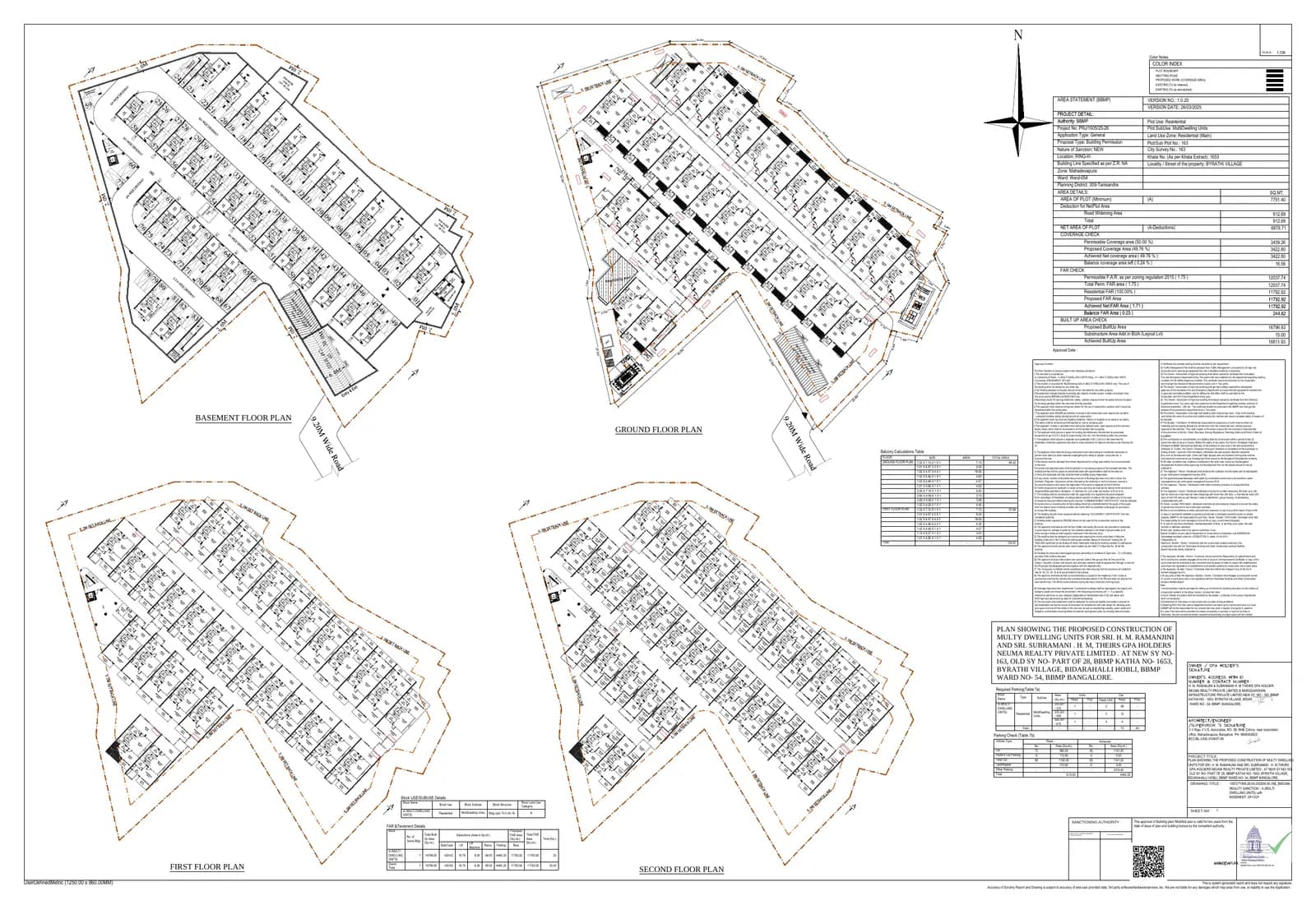 Neuma Elysee: Approved Building Plan, page 1 (filed with Karnataka RERA)