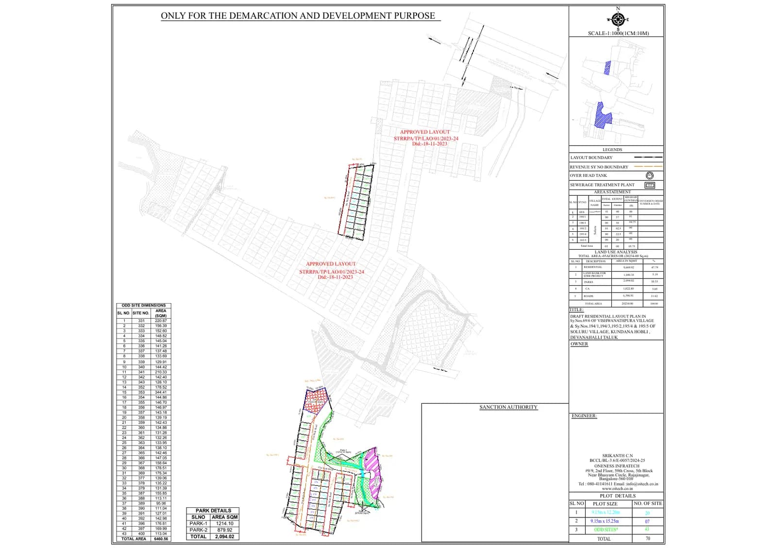 Arvind Orchards Phase-2: Approved Layout Plan/Demarcation Plan (filed with Karnataka RERA)