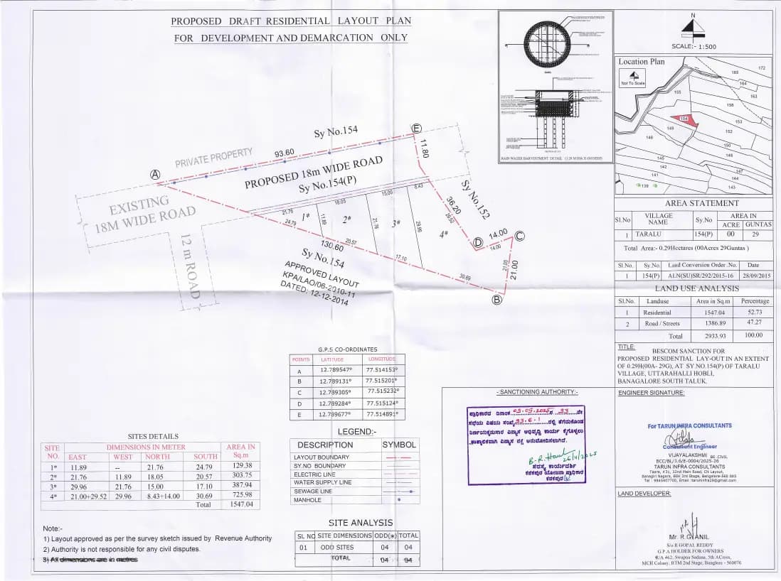 Commune By Are Pahse 2: Approved Layout Plan/Demarcation Plan (filed with Karnataka RERA)