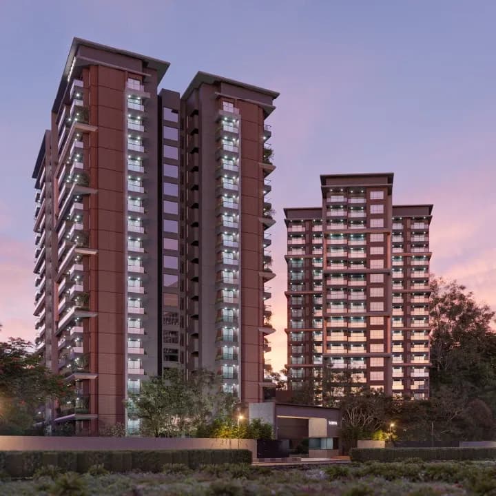 Sobha Altair: Elevation evening view of luxury residences (artist’s impression)