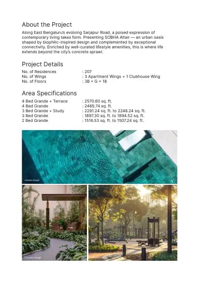 Sobha Altair: 6 SOBHA Altair Brochure Updated, page 2 (filed with Karnataka RERA)