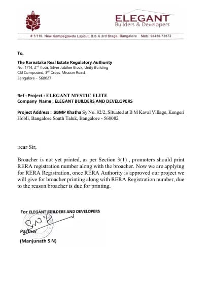 Elegant Mystic Elite: Brochure (filed with Karnataka RERA)