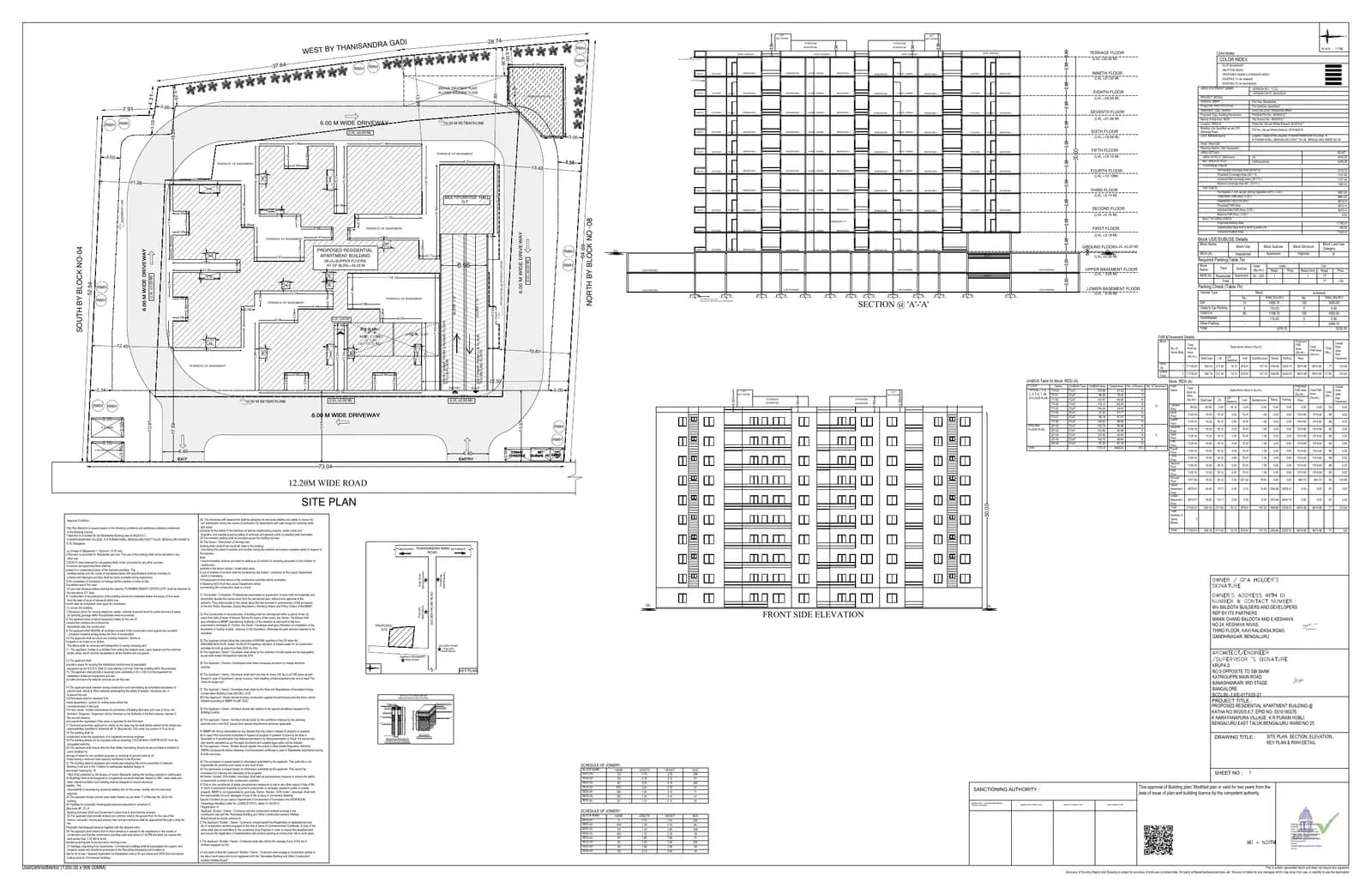 Baldota Summit: Approved Building Plan, page 1 (filed with Karnataka RERA)