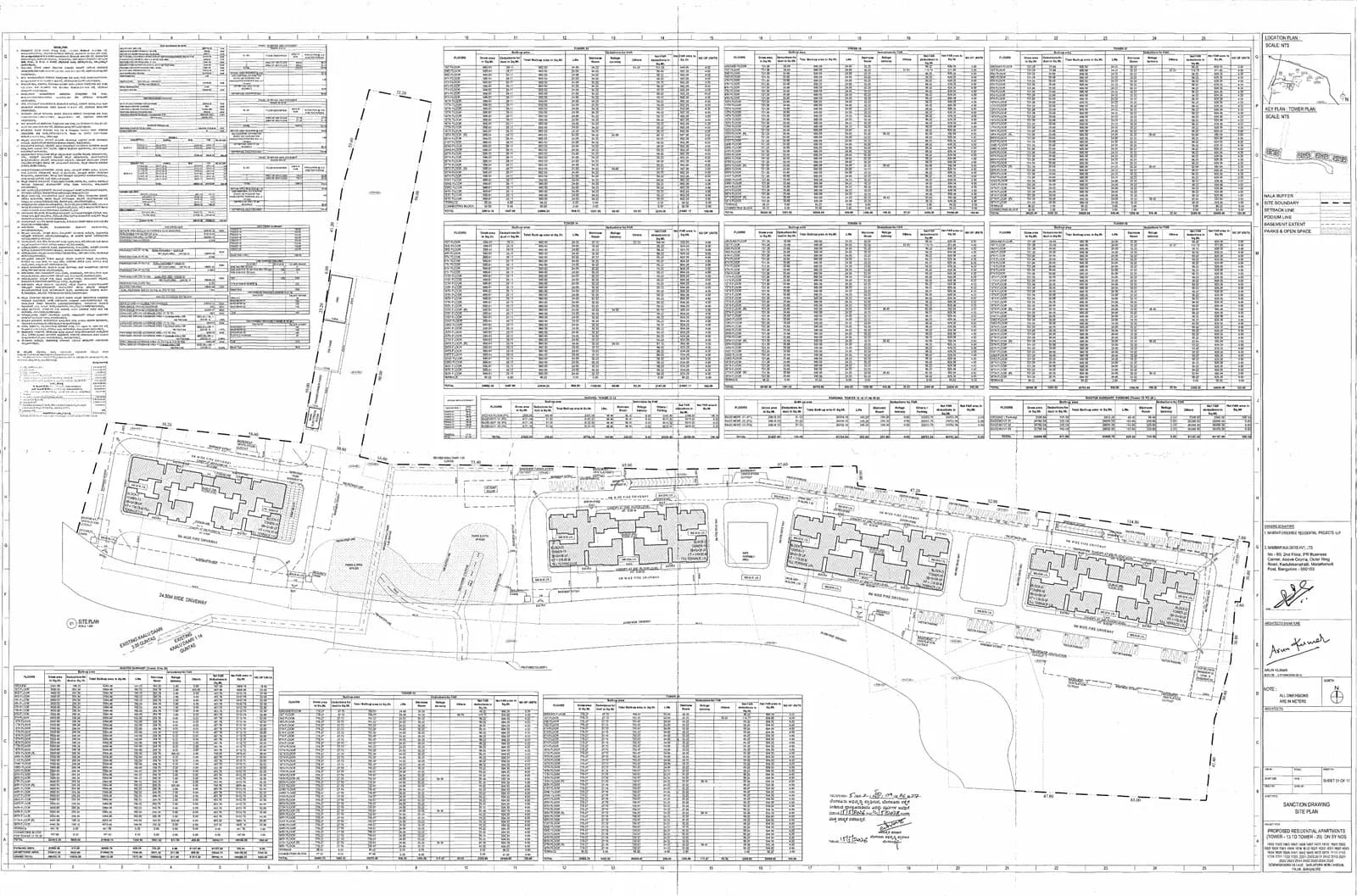 Nambiar District 25: Approved Building Plan, page 1 (filed with Karnataka RERA)