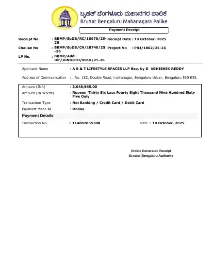 Park Lane: 02A BBMP Sanction Plan Fee Labour cess Receipt.pdf (filed with Karnataka RERA)