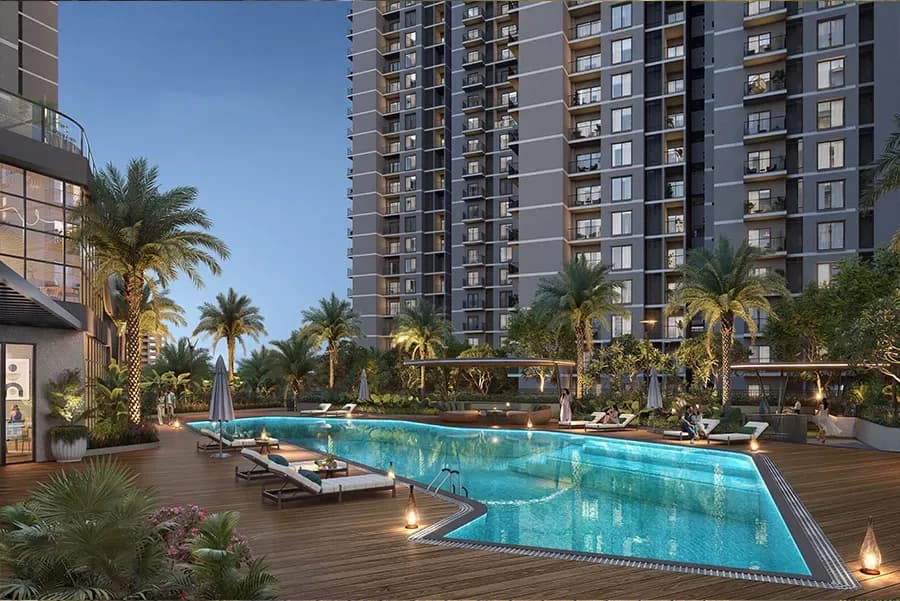 Sattva Aangane: Aerial view of lakeside development and master plan layout (artist’s impression)
