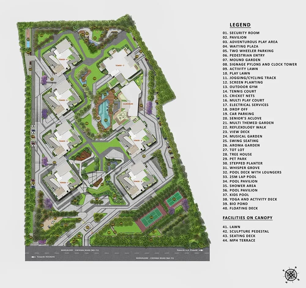Sattva Aangane: Master plan showing seven towers and open spaces (artist’s impression)