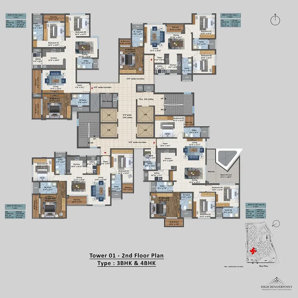 Sattva Aangane floor plan: Tower plan configurations