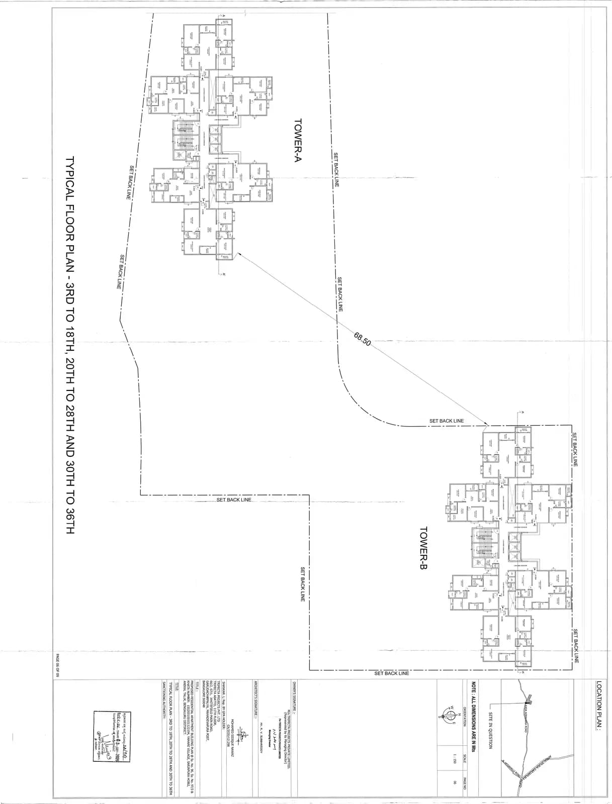 Trifecta Veranza: Plan F Typical Floor Plan 3rd to 18th, 20th to 28th and 30th to 36th.pdf (filed with Karnataka RERA)