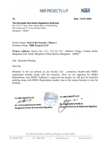 Soul of the Seasons: Brochure (filed with Karnataka RERA)