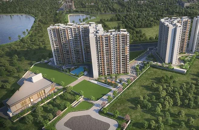 Sumadhura Elysium Phase-I: Residential towers with forest backdrop (artist’s impression)