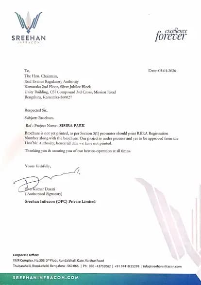Sisira Park: Brochure (filed with Karnataka RERA)