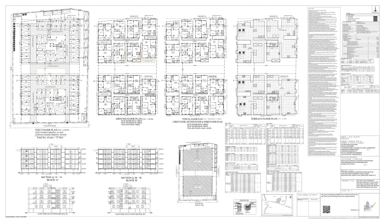 Sree Nidhi Brindhavan: Approved Building Plan (filed with Karnataka RERA)