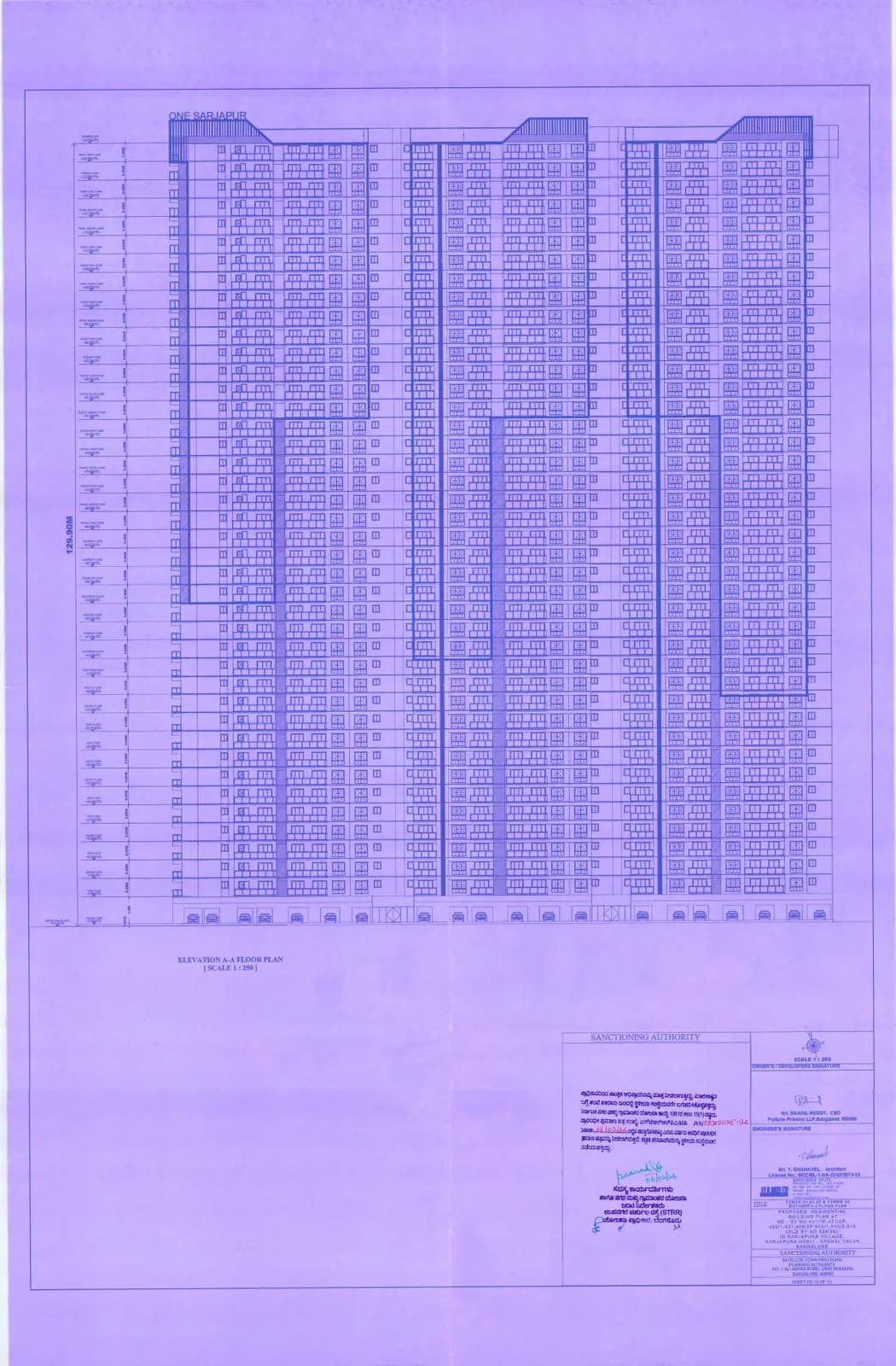 Seven Sarjapur: Tower 01,02,03 and 04-Elevation A-A Floor Plan.pdf (filed with Karnataka RERA)