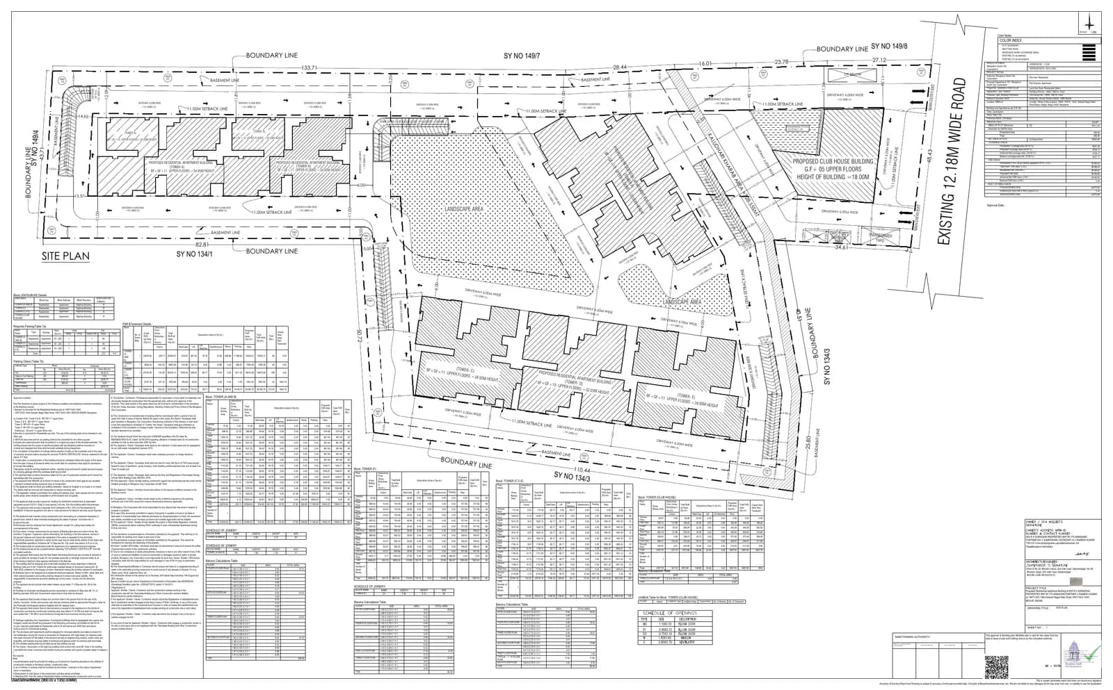 Suraksha Whispering Waves: Approved Building Plan, page 1 (filed with Karnataka RERA)
