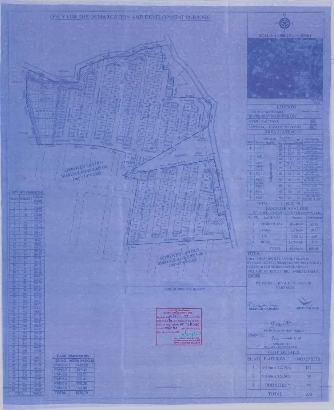 Paradise Crest: Approved Layout Plan/Demarcation Plan (filed with Karnataka RERA)