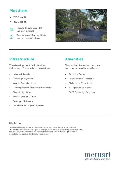 Merusri Serenova: Brochure, page 2 (filed with Karnataka RERA)