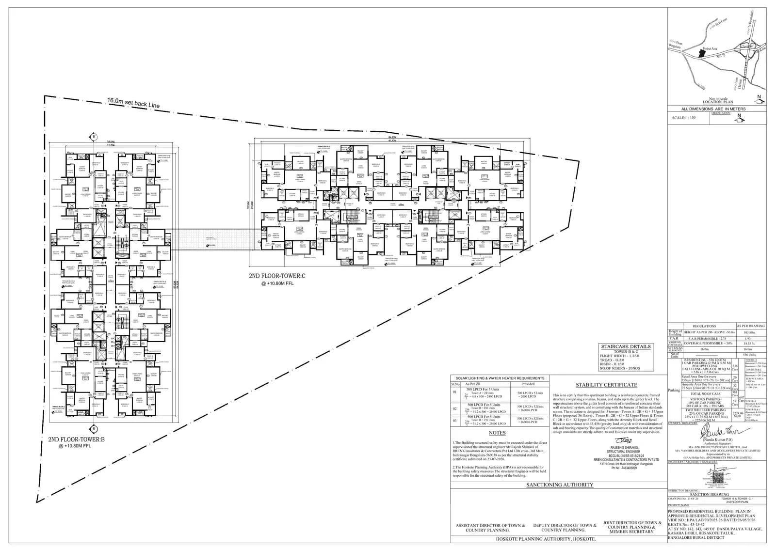 Assetz Naru & Nami Phase 1: 13 Tower B & Tower C 2nd Floor Plan, page 1 (filed with Karnataka RERA)
