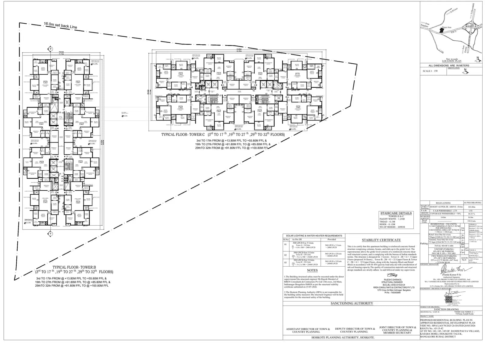 Assetz Naru & Nami Phase 1: 14 Tower B & Tower C Typical Floor Plan, page 1 (filed with Karnataka RERA)